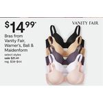 Bras from Vanity Fair, Warner's, Bali & Maidenform